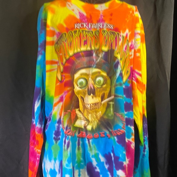 Rick Fairless Strokers Dallas Tie Dye Long Sleeve Graphic T-Shirt - Picture 1 of 4